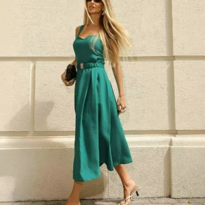 VESTIDO MIDI COM CINTO
