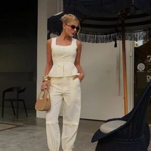 CONJUNTO BLUSA PEPLUM BOTÕES